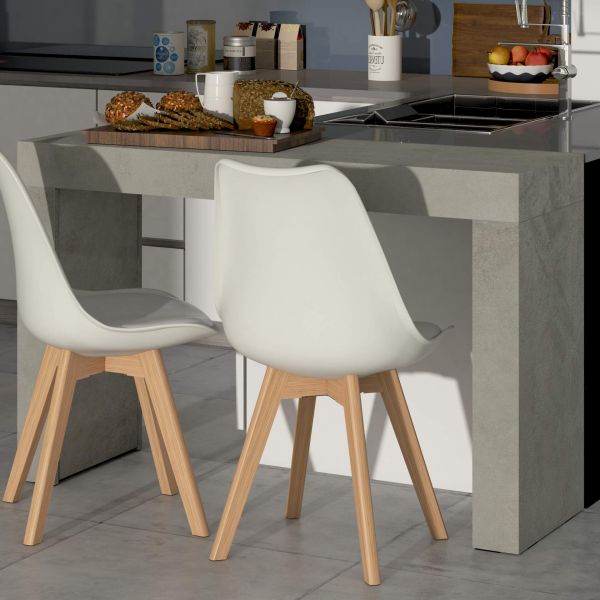 Evolution dining table 47.2 x 15.7 in, Ashwood White with Two Legs set image 1