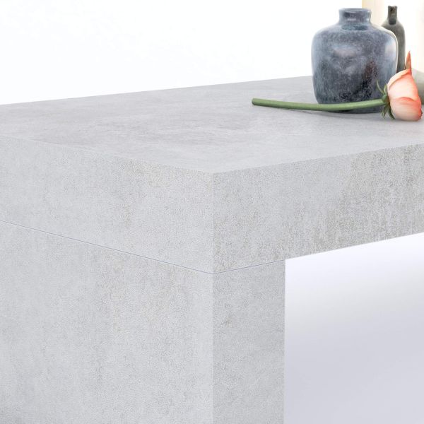 Evolution dining table 47.2 x 15.7 in, Concrete Effect, Grey with Two Legs detail image 1
