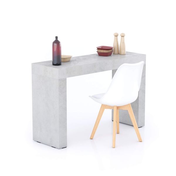 Evolution dining table 47.2 x 15.7 in, Concrete Effect, Grey with Two Legs