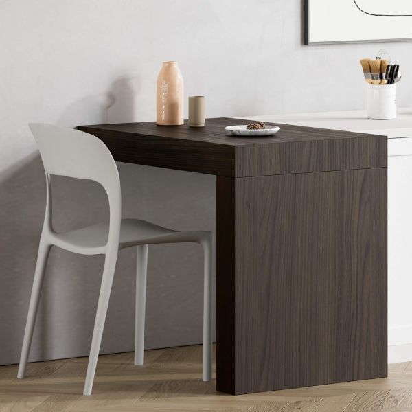 Evolution dining table with One Leg 35.4 x 23.6 in, Dark Walnut set image 1
