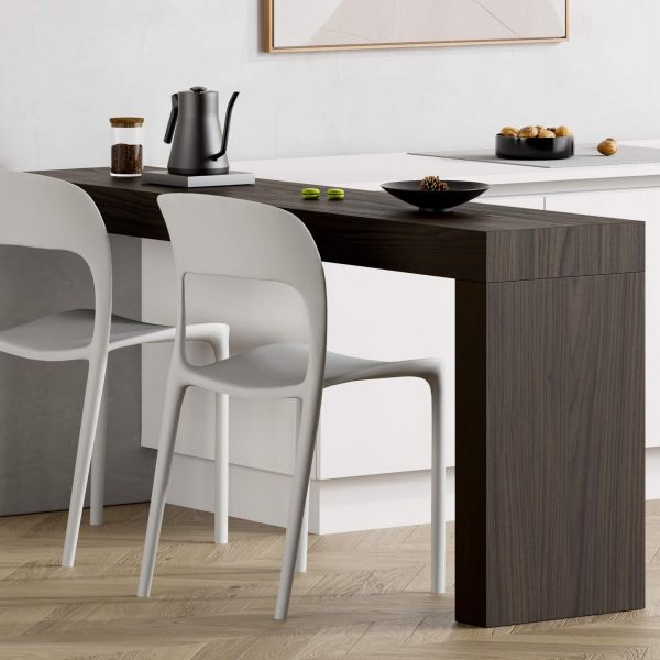 Evolution dining table with One Leg 70.9 x 15.7 in, Dark Walnut set image 1