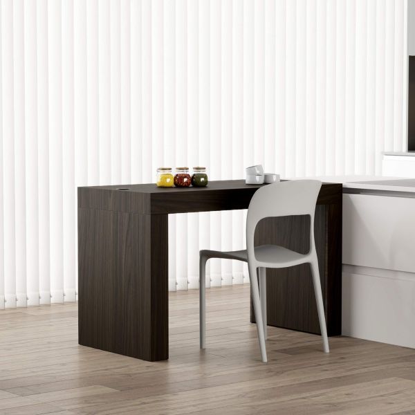 Evolution dining table with Two Legs and Wirelss Charger 47.2 x 23.6 in, Dark Walnut set image 1