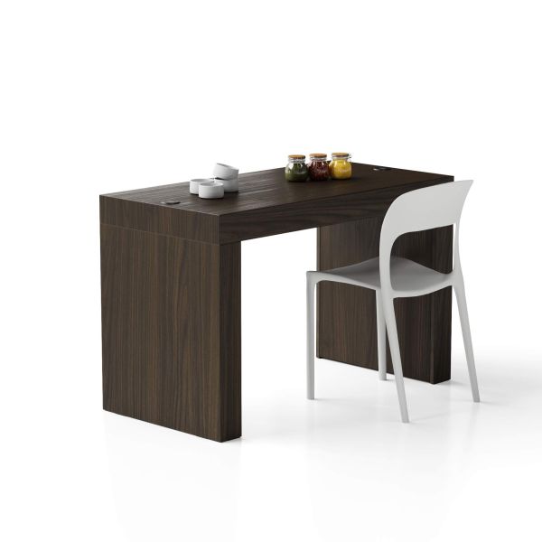 Evolution dining table with Two Legs and Wirelss Charger 47.2 x 23.6 in, Dark Walnut