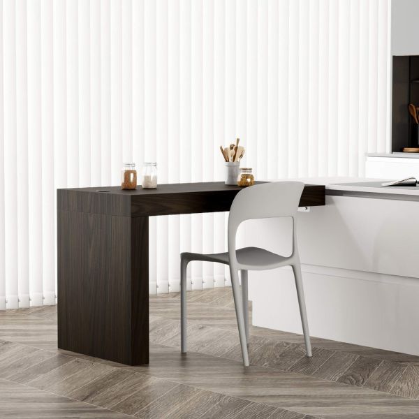Evolution dining table with One Leg and Wirelss Charger 47.2 x 23.6 in, Dark Walnut set image 1