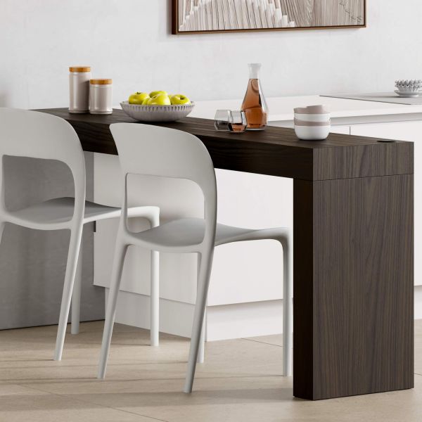 Evolution dining table with One Leg and Wireless Charger 70.9 x 15.7 in, Dark Walnut set image 1