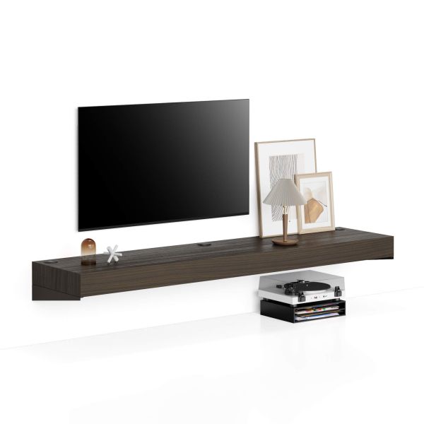 Floating tv stand Evolution with Wireless Charger 70.9 x 15.7 in, Dark Walnut