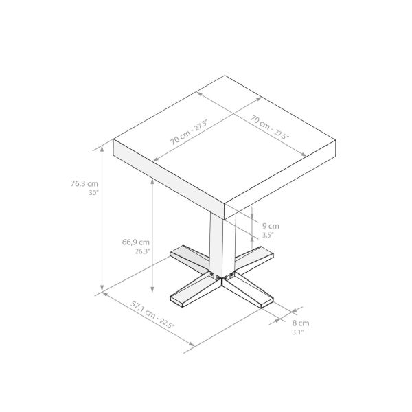 FIRST Bar Table, Rustic Oak technical image 1