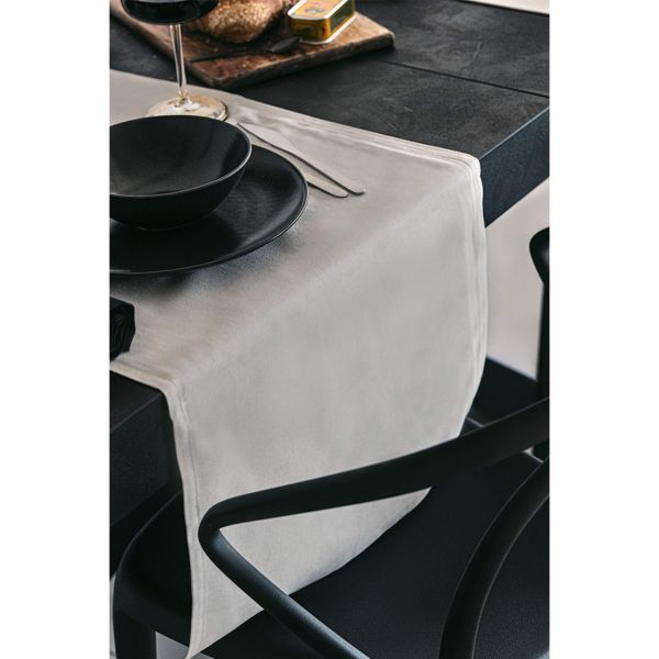 Gioele Cotton table runner 17.71 x 78.74 in, Light Grey detail image 1