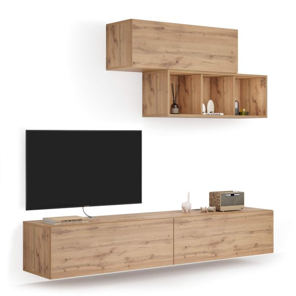 Easy Living Room Wall Unit 3, Rustic Oak, 81.9x17.3x72.8 in