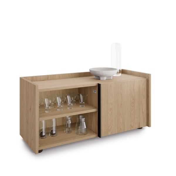Romina Low Sideboard (36.85x14.17x17.32 in), 1 Door, Light Oak detail image 1
