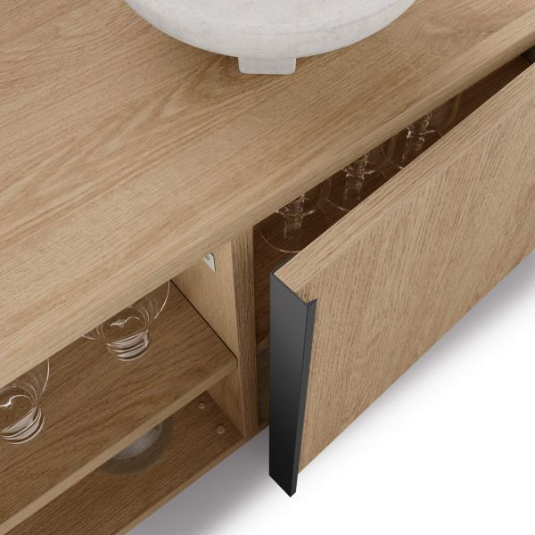 Romina Low Sideboard (36.85x14.17x17.32 in), 1 Door, Light Oak detail image 3