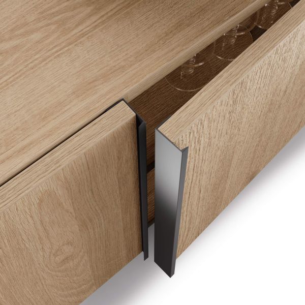 Romina Low Sideboard (72.28x14.17x17.32 in), 4 Doors, Light Oak detail image 3