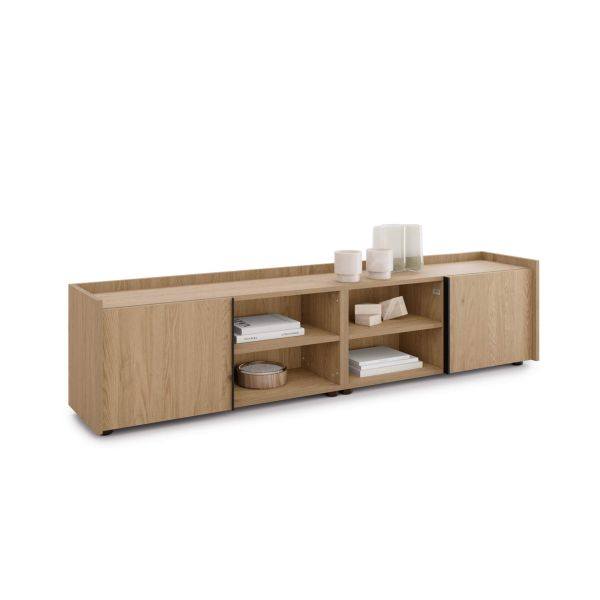 Romina Low Sideboard (72.28x14.17x17.32 in), 2 Doors, Light Oak detail image 1
