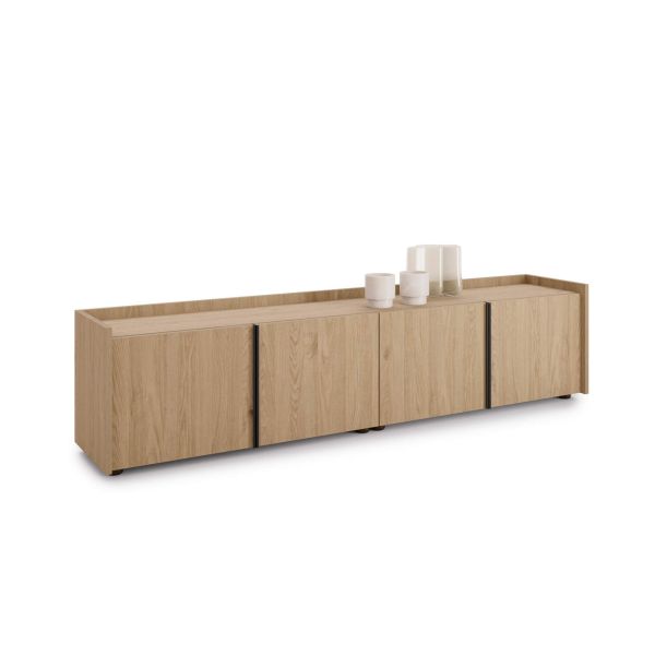 Romina Low Sideboard (72.28x14.17x17.32 in), 4 Doors, Light Oak detail image 2