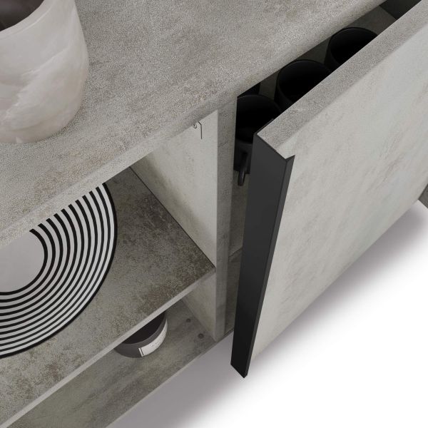 Romina Low Sideboard (107.71x14.17x27.55 in), 4 Doors, Concrete Grey Effect detail image 2
