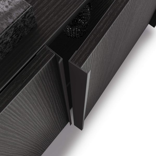Romina Low Sideboard (107.71x14.17x27.55 in), 6 Doors, Ashwood Black detail image 3