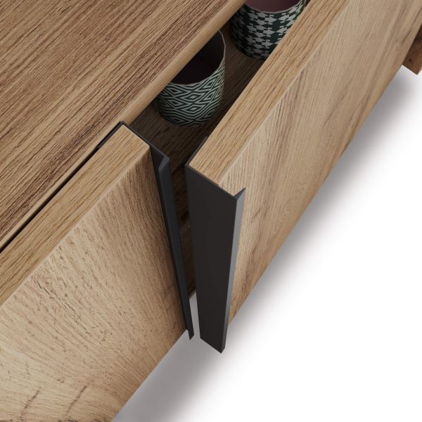 Romina Low Sideboard (107.71x14.17x27.55 in), 6 Doors, Rustic Oak detail image 3