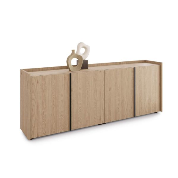 Romina Low Sideboard (72.28x14.17x27.55 in), 4 Doors, Light Oak detail image 2