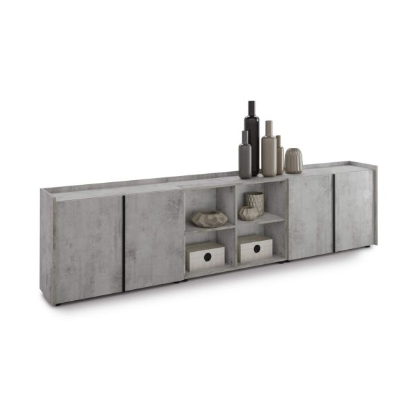 Romina Low Sideboard (107.71x14.17x27.55 in), 4 Doors, Concrete Grey Effect detail image 1