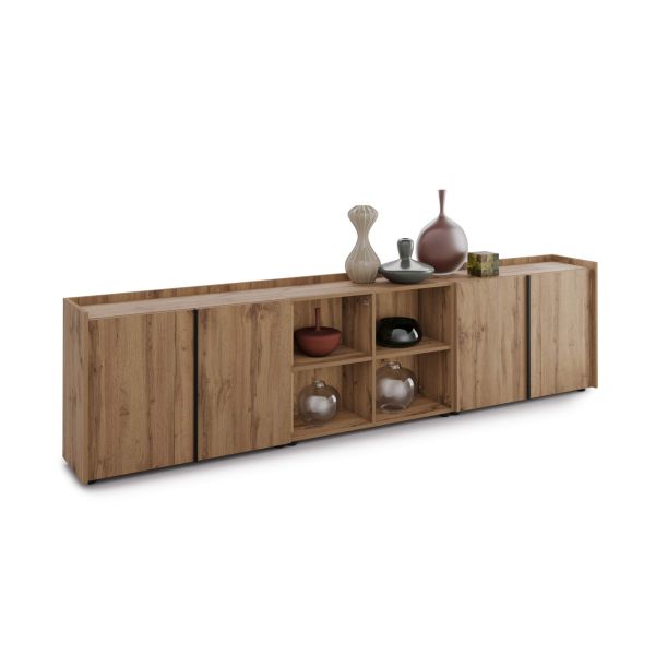 Romina Low Sideboard (107.71x14.17x27.55 in), 4 Doors, Rustic Oak detail image 1