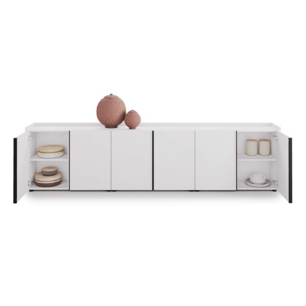 Romina Low Sideboard (107.71x14.17x27.55 in), 6 Doors, Ashwood White detail image 1