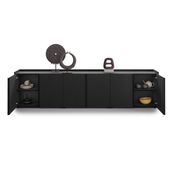 Romina Low Sideboard (107.71x14.17x27.55 in), 6 Doors, Ashwood Black detail image 1