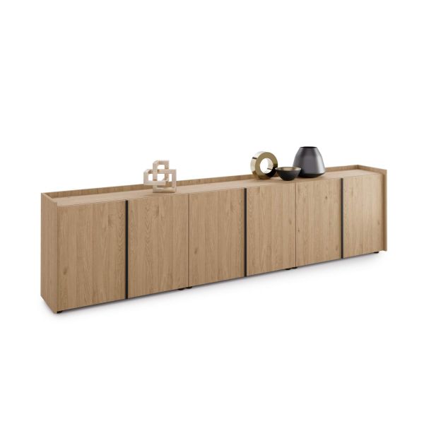 Romina Low Sideboard (107.71x14.17x27.55 in), 6 Doors, Light Oak detail image 2