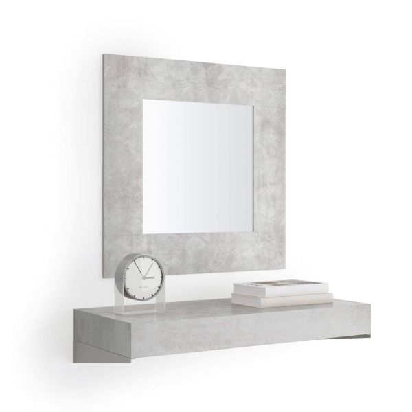 Floating Console Table Evolution 35.43 x 15.74 in, Concrete Effect, Grey Effect