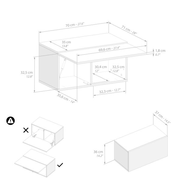 Easy Living Room Wall Unit 3, Rustic Oak, 81.9x17.3x72.8 in technical image 2