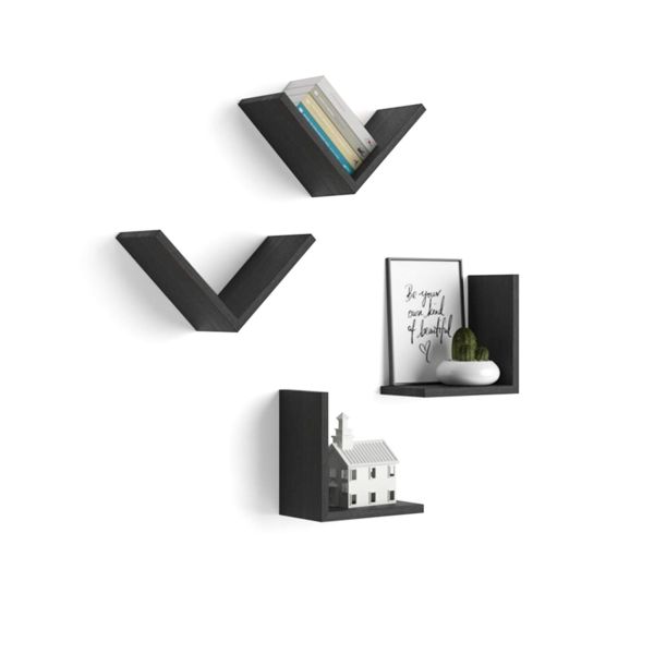 A Set of 4 Giuditta "V"-shaped Shelves, Ashwood Black