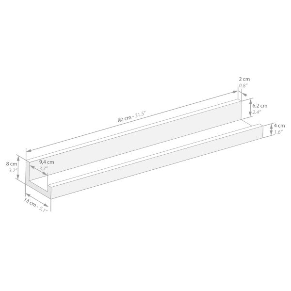 Set of 2 First picture shelves, 31.49 in, Pearled Elm technical image 1