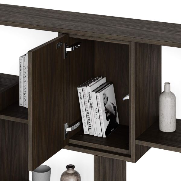 Iacopo XL Bookcase with panel doors (93.1 x 126.6 in), Dark Walnut detail image 1