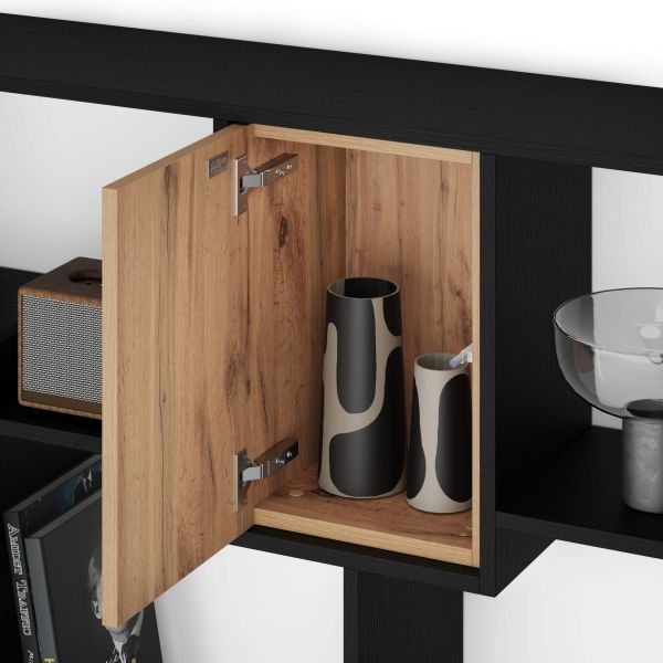 Iacopo XXL Bookcase Ashwood Black with Rustic Oak Doors (190.0 x 93.1 in) detail image 1