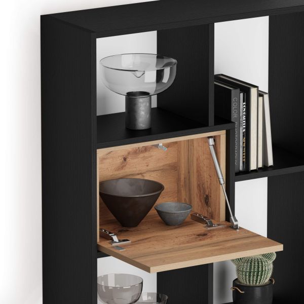 Iacopo L Bookcase Ashwood Black with Rustic Oak Doors (63.3 x 123.8 in) detail image 1