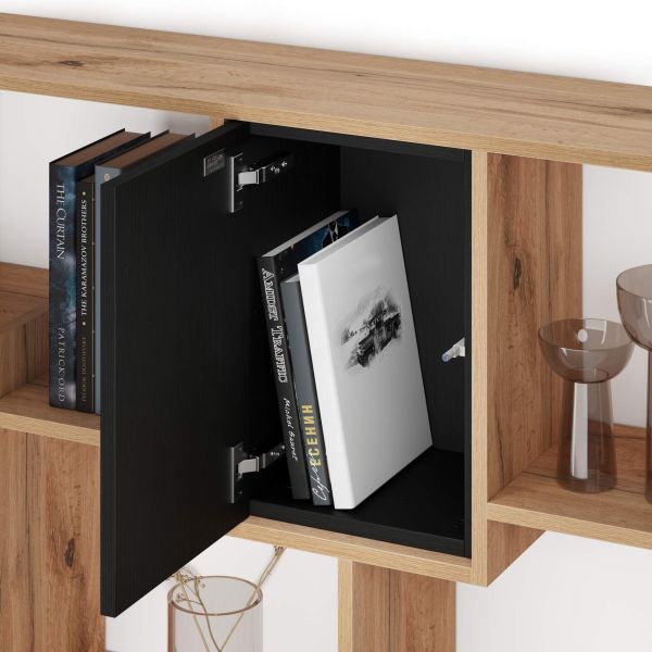 Iacopo S Bookcase Rustic Oak with Ashwood Black Doors (63.3 x 62.3 in) detail image 2