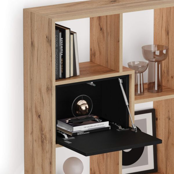 Iacopo S Bookcase Rustic Oak with Ashwood Black Doors (63.3 x 62.3 in) detail image 3