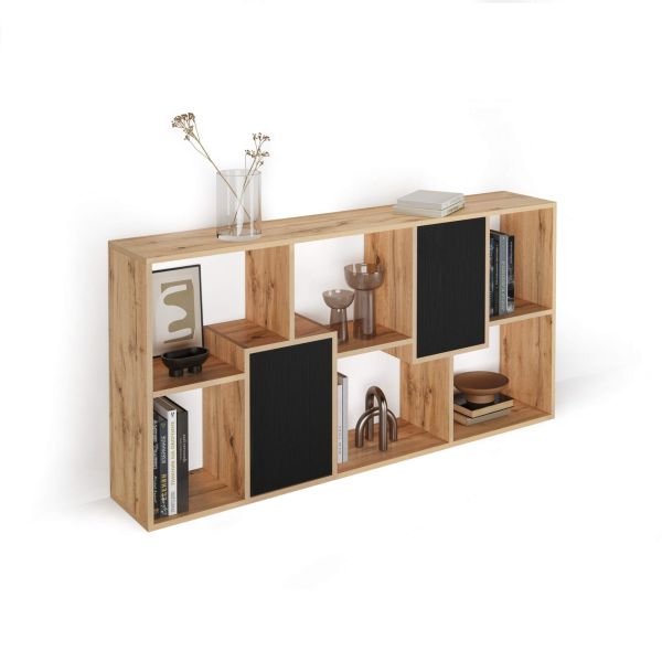 Iacopo XS Bookcase Rustic Oak with Ashwood Black Doors (63.3 x 31.5 in)