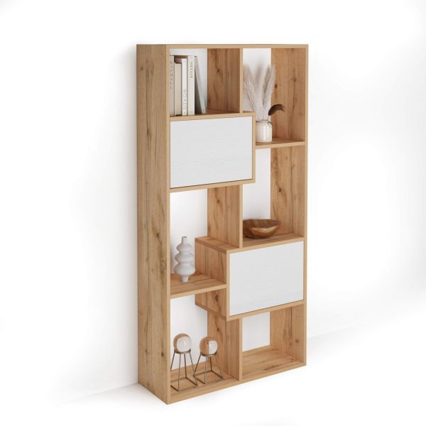 Iacopo XS Bookcase Rustic Oak with Ashwood White Doors (63.3 x 31.5 in) detail image 1