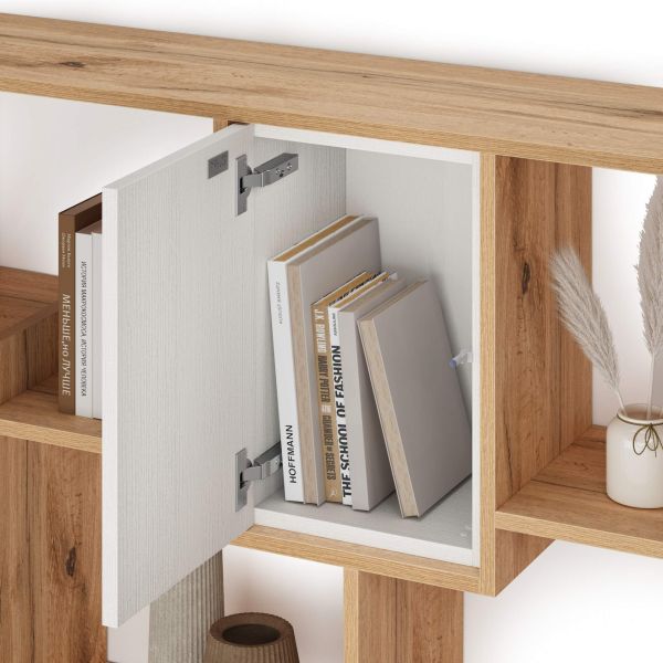 Iacopo XL Bookcase Rustic Oak with Ashwood White Doors (126.6 x 93.1 in) detail image 1