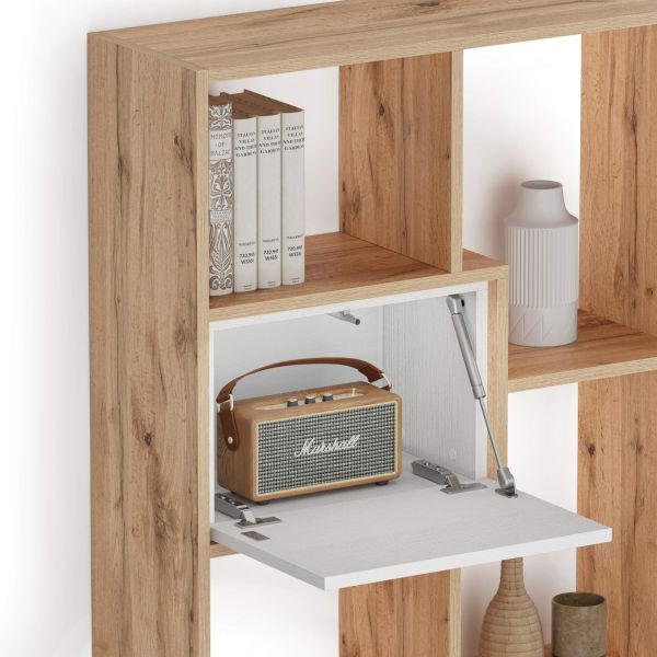 Iacopo L Bookcase Rustic Oak with Ashwood White Doors (63.3 x 123.8 in) detail image 1