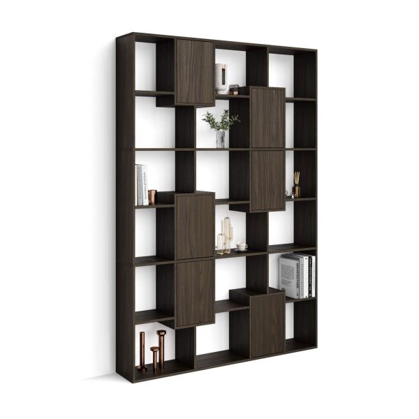 Iacopo M Bookcase with panel doors (63.3 x 93.1 in), Dark Walnut