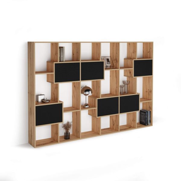 Iacopo M Bookcase Rustic Oak with Ashwood Black Doors (63.3 x 93.1 in) detail image 1