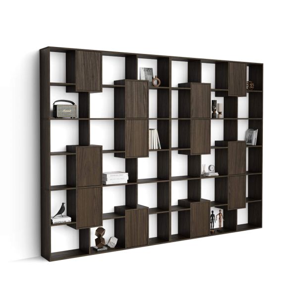 Iacopo XL Bookcase with panel doors (93.1 x 126.6 in), Dark Walnut