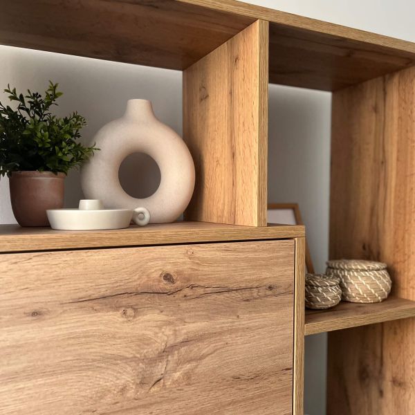 Iacopo XXL Bookcase with panel doors (189.9 x 93.1 in), Rustic Oak set image 1
