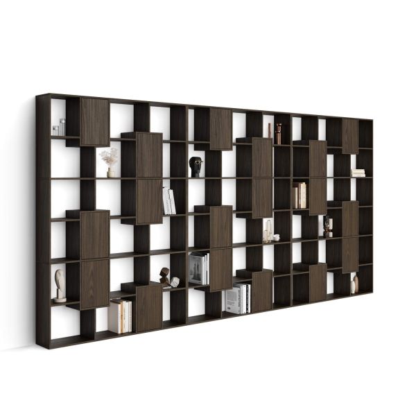 Iacopo XXL Bookcase with panel doors (189.9 x 93.1 in), Dark Walnut