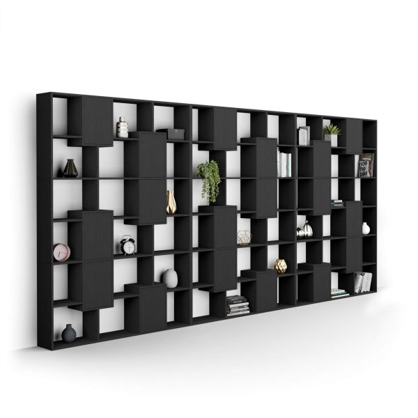Iacopo XXL Bookcase with panel doors (189.9 x 93.1 in), Ashwood Black