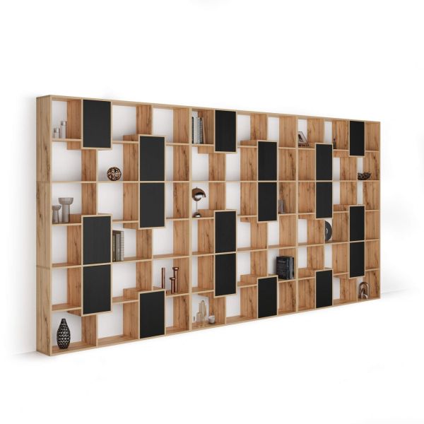 Iacopo XXL Bookcase Rustic Oak with Ashwood Black Doors (190.0 x 93.1 in)
