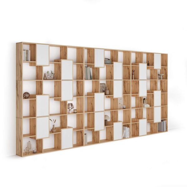 Iacopo XXL Bookcase Rustic Oak with Ashwood White Doors (190.0 x 93.1 in)