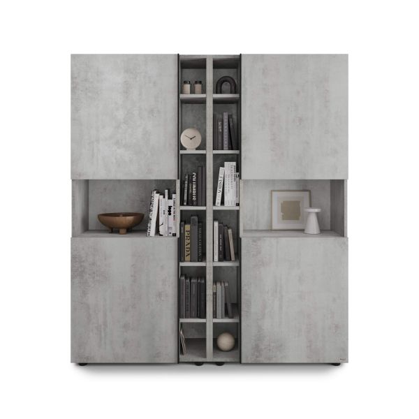 Romina Modular Bookcase (60.34 x 68.34 in), Concrete Grey Effect detail image 1