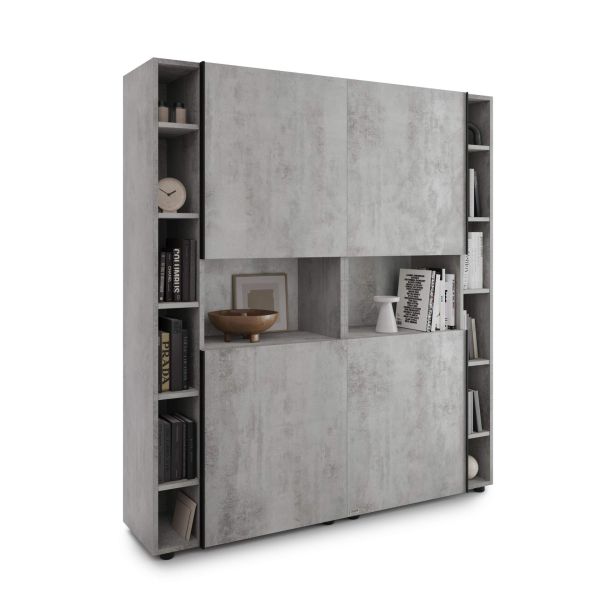 Romina Modular Bookcase (60.34 x 68.34 in), Concrete Grey Effect detail image 2